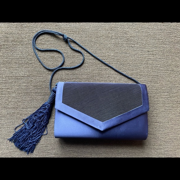 VALERIE STEVENS Satin Navy Blue Purse - Picture 3 of 12